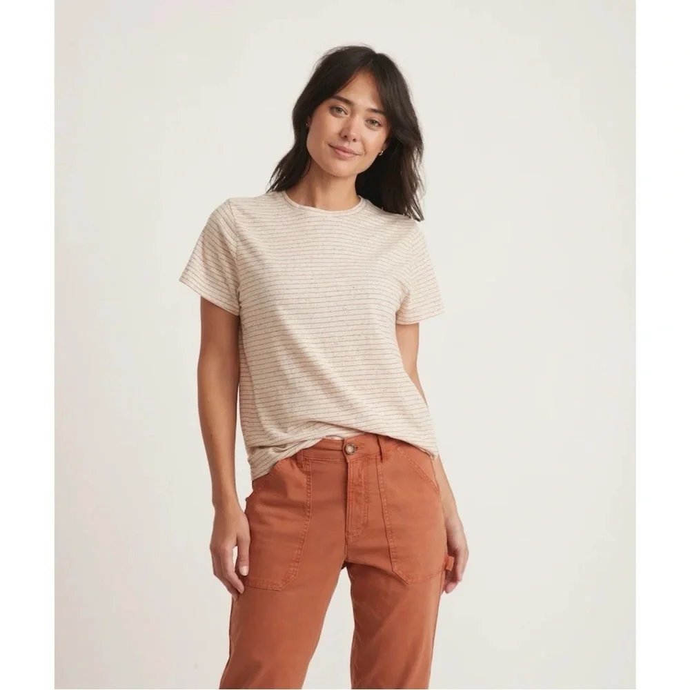 Marine Layer Classic Crew Tee Confetti Stripe Women’s Size Large NWT - Picture 8 of 8